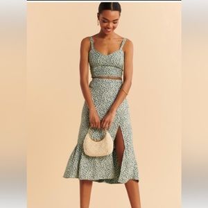 Abercrombie & Fitch Ruffle Hem Floral Midi Skirt and Top **SET**